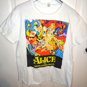 🌹5 for $25 Adult White Fiction Movie Alice in Wonderland T-Shirt Tee